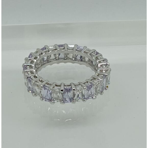 3.70CT White Gold EP Eternity Anniversary Wedding Band Ring Size 9 - Picture 8 of 8